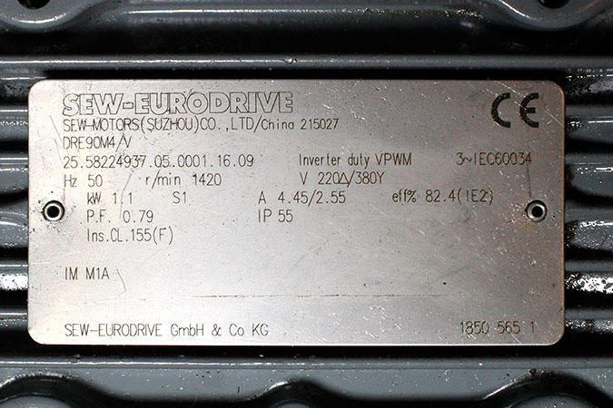 sew-S67-DRE90M4_V-helical-worm-gearmotor-1-used