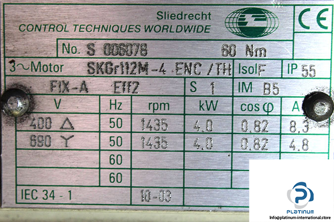 control-techniques-worldwide-SKGR112M-4-ENC_TH-brake-motor-used-1