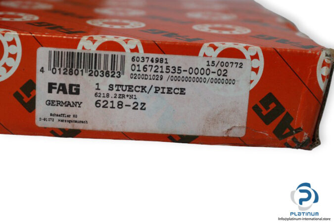 FAG 6218-2Z DEEP GROOVE BALL BEARING - Platinum International