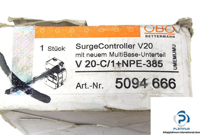 OBO V 20-C/1+NPE-385 5094666 SURGE CONTROLLER ‎ - Platinum 