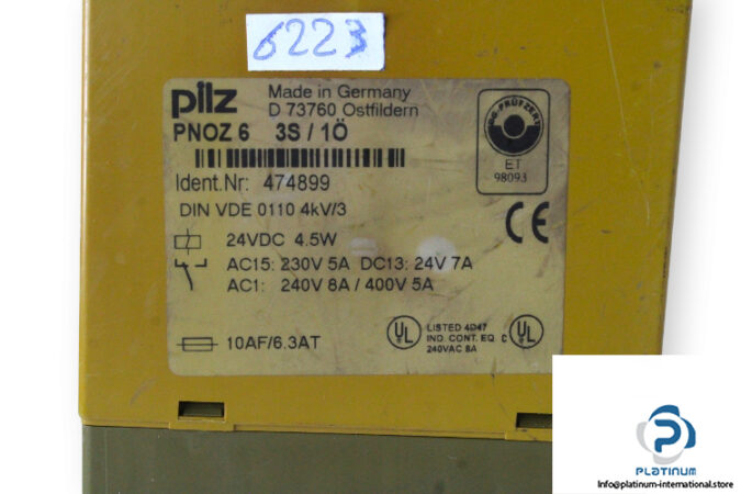 pilz-PNOZ-6-3S-1O-safety-relay-(used)-2