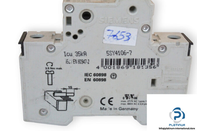 siemens-5SY4106-7-miniature-circuit-breaker-(used)-2