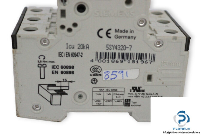 siemens-5SY4320-7-miniature-circuit-breaker-(used)-2