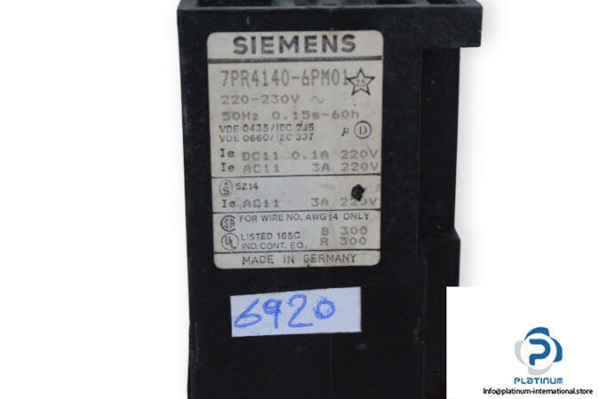 siemens-7PR4140-6PM01-on-delay-time-relay-(used)-2