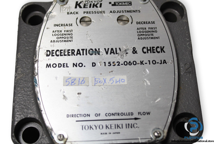 tokyo-keiki-DT15S2-060-K-10-JA-deceleration-valve-and-check-used-1