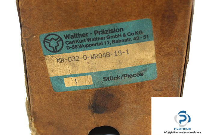 WALTHER-PRAZISION MD-032-0-WR048-19-1 SELF SEALING COUPLING – Platinum ...