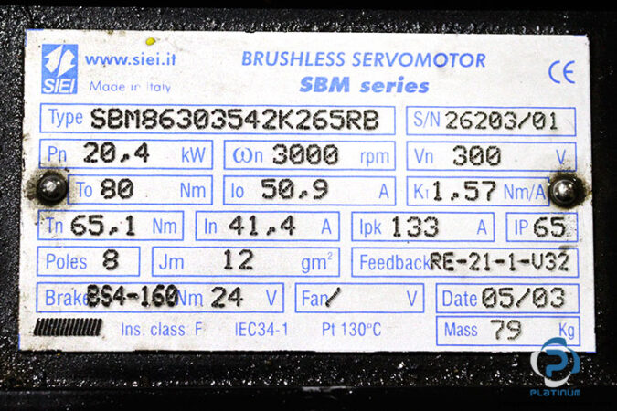 siei-SBM86303542K265RB-brushless-servomotor-used-2