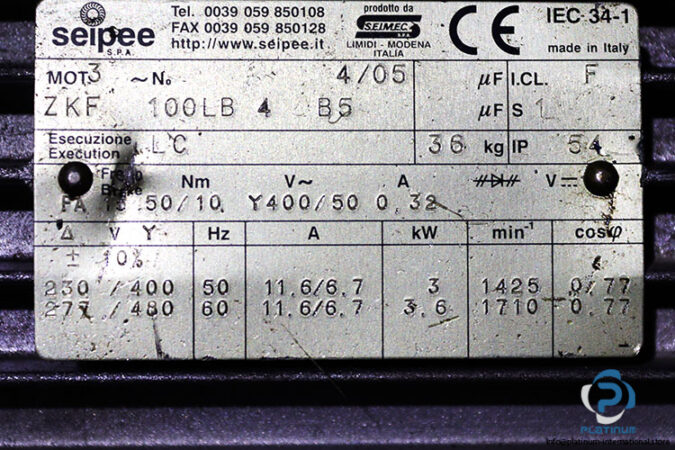 seipee-ZKF-100LB-4-B5-brake-motor-used-1