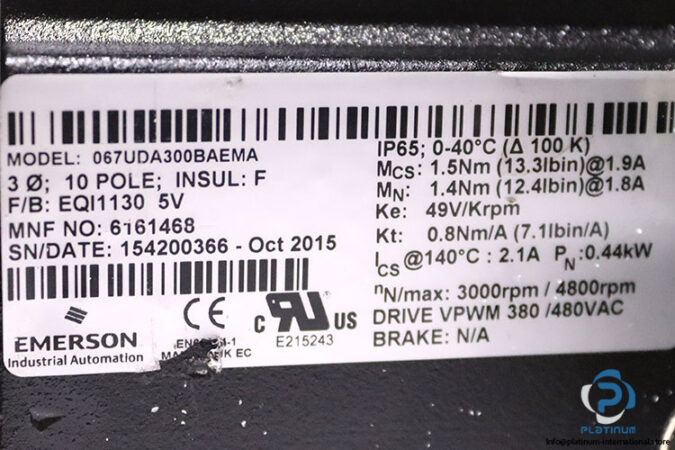 emerson-067UDA300BAEMA-servo-motor-(used)-2