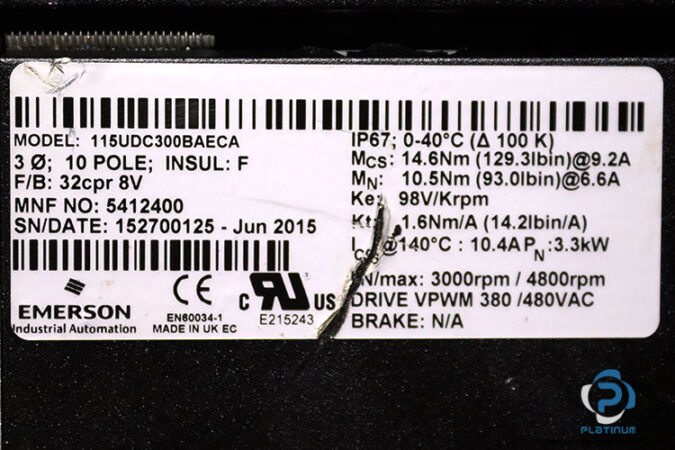 emerson-115UDC300BAECA-servo-motor-(used)-2