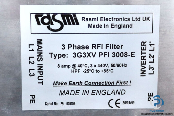 rasmi-3G3XV-PFI-3008-E-3-Phase-rfi-filter-(Used)-1