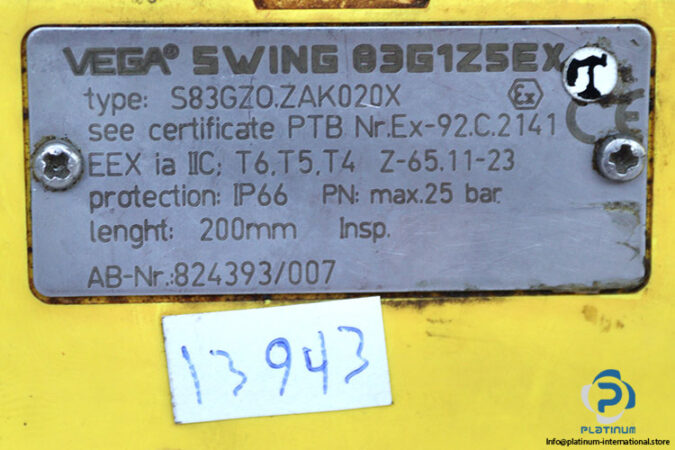 vega-SWING-83G1Z5EX-S83GZ0.ZAK020X-vibrating-point-level-sensor-(Used)-4