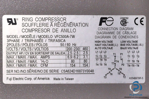 fuji-electric-VFC500A-7W-ring-compressor-used-2