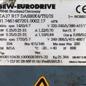 sew-KA37-R17-DAS80K4_TH_IS-helical-bevel-gearmotor-(used)-2