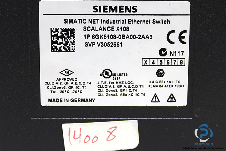 siemens 6gk5108 0ba00 2aa3 ethernet switch siemens-6GK5108-0BA00-2AA3-ethernet-switch-(used)-3