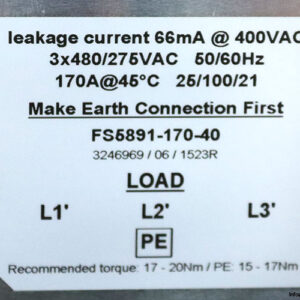 schaffner-3G3RV-PFI3170-SE-3-Phase-rfi-filter-(New)-3