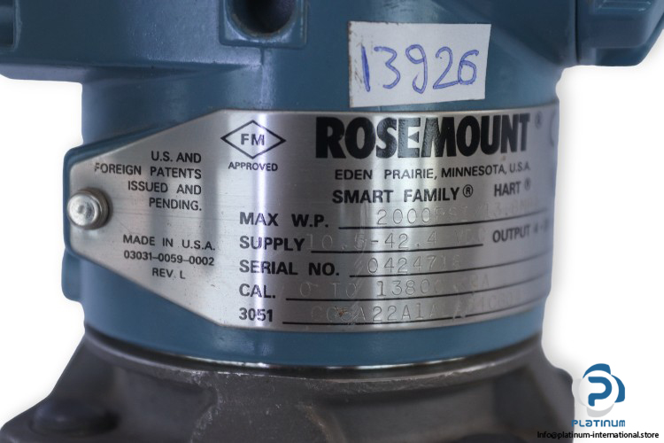 rosemount-3051CG5A22A1AL4B4C6Q4-coplanar-gage-pressure-transmitter-(New)-3