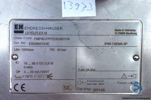 endress-hauser-LEVELFLEX-M-FMP40-FPP2CRJB211A-guided-continuous-radar-level-transmitter-(New)-3