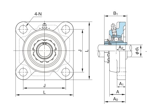 nachi-UKF207-four-bolt-square-flange-unit-new-4