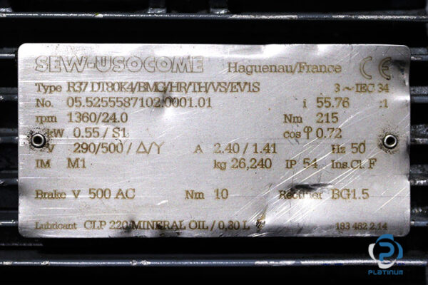 sew-R37-DT80K4-BMG-HR-TH-VS-EV1S-helical-servo-gearmotor-(used)-2