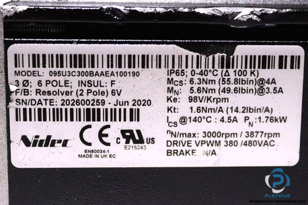 nidec-095U3C300BAAEA100190-servo-motor(used)-2