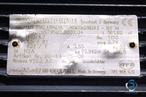 sew-SA77-DT90L4BMGHRTFMSWCK0RR2A-helical-worm-gearmotor(used)-4