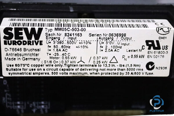 sew-W20-DT71D4-MM05-BW1-Spiroplan-gearmotor(used)-2