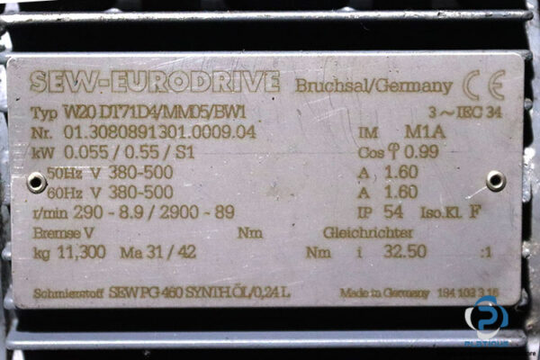 sew-W20-DT71D4-MM05-BW1-Bevel-helical-gearmotor(used)-2