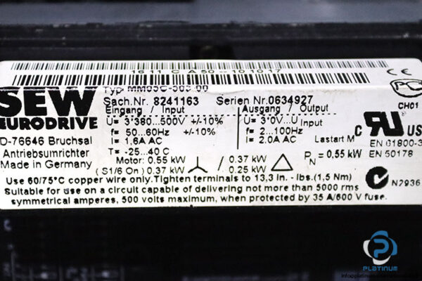 sew-W20-DT71D4-MM05-BW1-Bevel-helical-gearmotor(used)-4