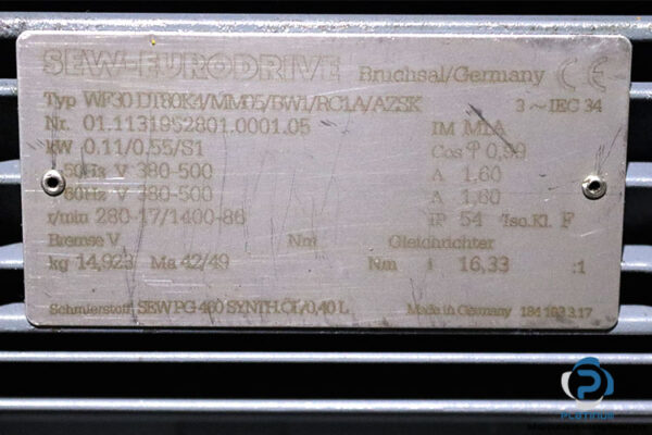 sew-WF30-DT80K4-MM05-BW1-RC1A-AZSK-spiroplan-gearmotor(used)-2