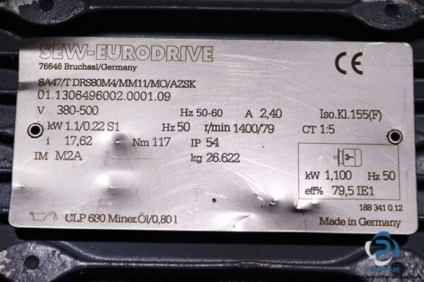 sew-SA47TDRS80M4MM11MOAZSK-helical-worm-gearmotor(used)-2