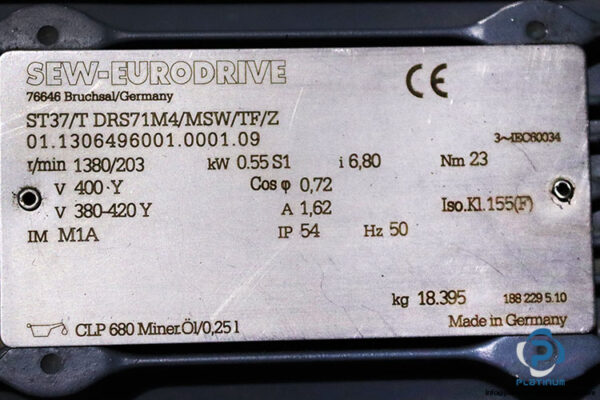sew-ST37-T-DRS71M4-MSW-TF-Z-helical-worm-gearmotor(used)-6