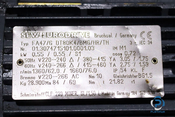 sew-FA47-DT80K4BMGHRTH-Parallel-shaft-helical-gearmotor(used)-2