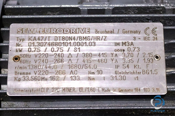 sew-KA47TDT80N4BMGHRZ-helical-gearmotor(used)-3