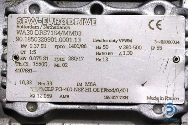 sew-WA30DRS71S4MM03-SPIROPLAN-gearmotor(used)-1