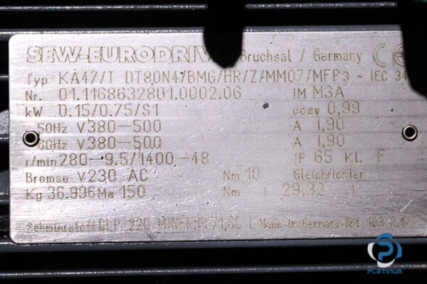 sew-KA47TDT80N4BMGHRZMM07MFP-helical-gearmotor(used)-3