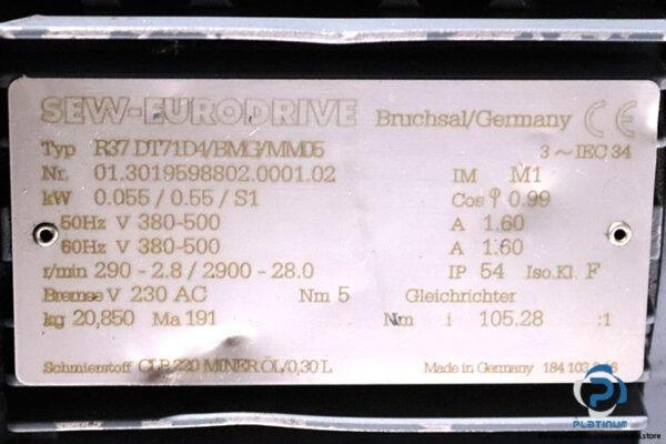 sew-R37DT71D4BMGMM05-helical-gearmotor(used)-1