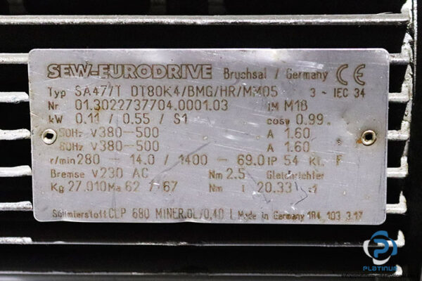 sew-SA47TDT80K4BMGHRMM05-helical-worm-gearmotor(used)-1