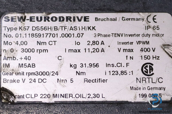 sew-K57DS56H-B-TF-AS1H-KK-bevel-helical-gear-unit-servo-motor(used)-2