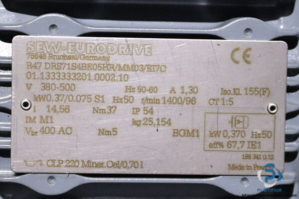 sew-R47-DRS71S4BE05HRMM03EI7C-helical-gearmotor(used)-4