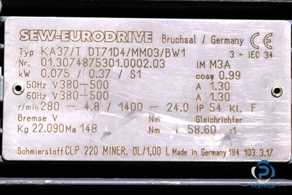 sew-KA37TDT71D4MM03BW1-01.3074875301.0002.03-helical-gearmotor(used)-4