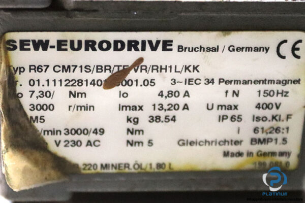 sew-R67CM71SBRTFVRRH1LKK-permanent-magnet-motor(used)-3