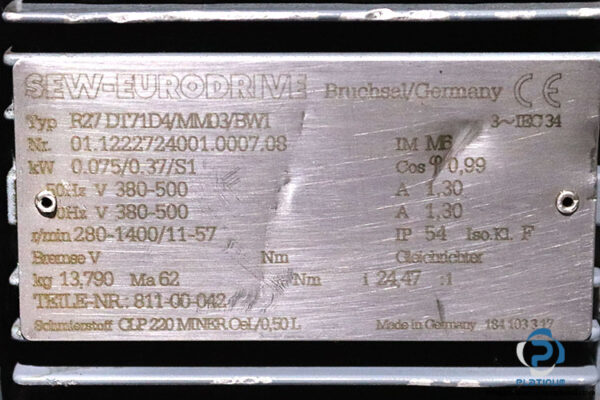 sew-R27DT71D4MM03BW1-helical-gearmotor(used)-6