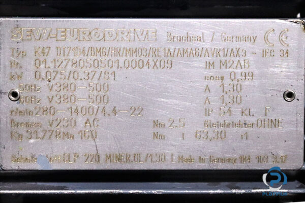 sew-K47DT71D4BMGHRMM03RE1AAMA6AVR1AX-01.1278050501.0004X09-helical-gearmotor(used)-5