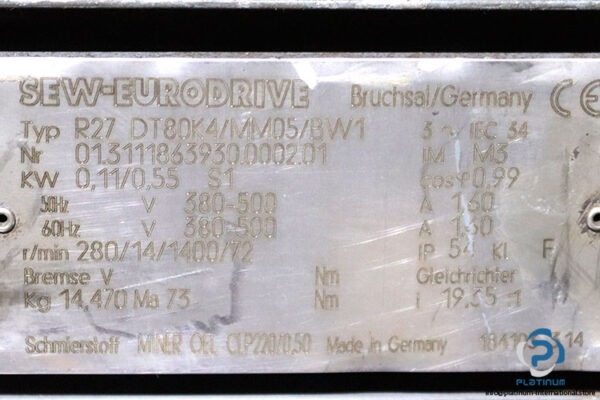 sew-R27DT80K4MM05BW1-01.3111863930.0002.01-helical-gearmotor(used)-2