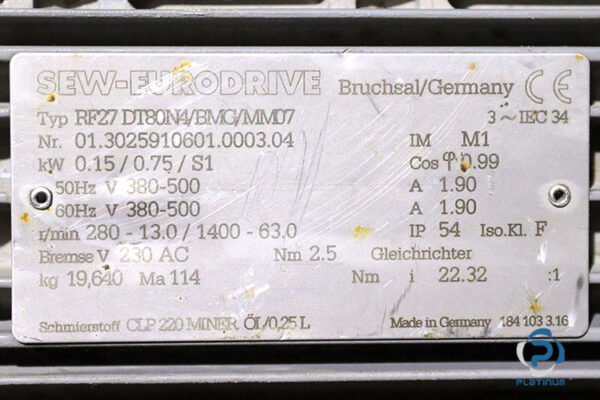 sew-RF27DT80N4BMGMM07-01.3025910601.0003.04-helical-gearmotor(used)-2