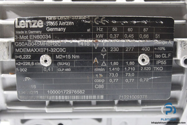 lenze-G50AB045MHBR2C-gear-motor(used)-1