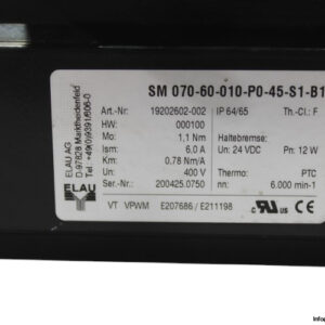 elau-SM-070-60-010-P0-45-S1-B1-servo-motor-used-2
