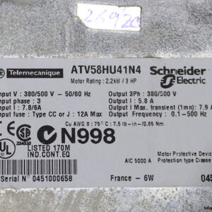telemecanique-ATV58HU41N4-adjustable-speed-drive-(used)-2