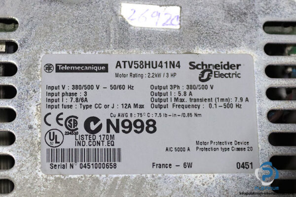 telemecanique-ATV58HU41N4-adjustable-speed-drive-(used)-2